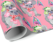 Koala Familie Roze Kerstmis Cadeaupapier (Rol Hoek)