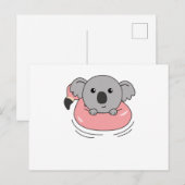 Koala Flamingo Swim Rings Summer Animals Briefkaart (Voorkant / Achterkant)