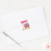 Koala Funny Animals in donut Roze Vierkante Sticker (Envelop)