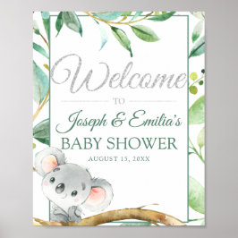 Koala Genderneutraal Baby shower Welkom Poster