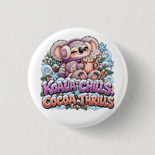 Koala Geniet van Cacao Winter Koala Ronde Button 3,2 Cm