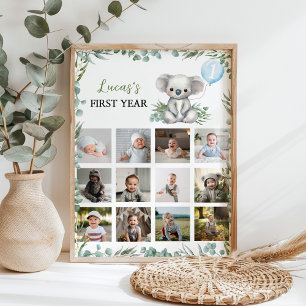 Koala Greenery Eerste jaar Foto Milestone Poster