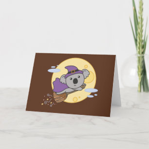 Koala Halloween Witch Kinder Witch Costume Feestdagen Kaart