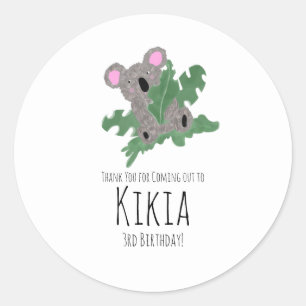 Koala Handgetekend Dier Groen Verjaardagsfeestje Ronde Sticker