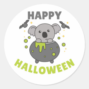 Koala Happy Halloween Cauldron Bat Classic Round S Ronde Sticker