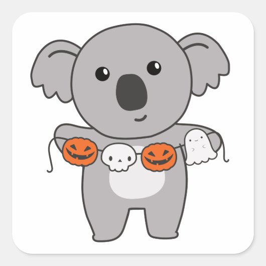 Koala Happy Halloween Pumpkin Bat Costume Square S Vierkante Sticker (Voorkant)