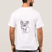 Koala Hug Tree Branch Zwart Wit T-shirt (Achterkant)