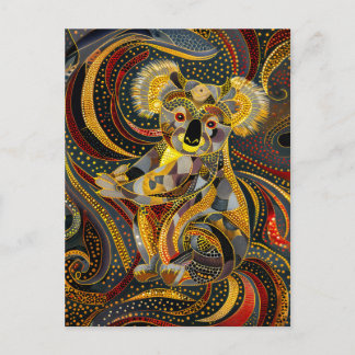 Koala in Aboriginal Dot Art Style Briefkaart