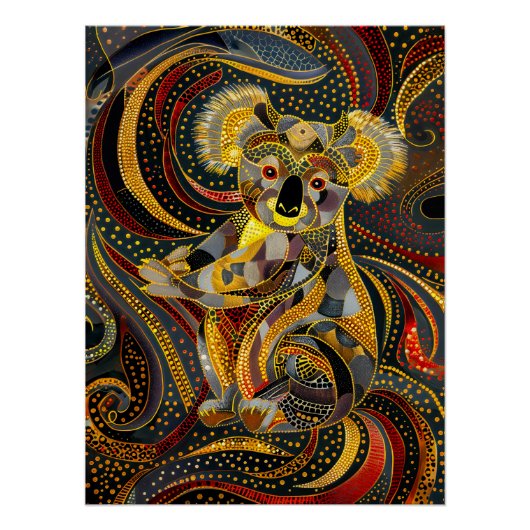 Koala in Aboriginal Dot Art Style Perfect Poster (Voorkant)