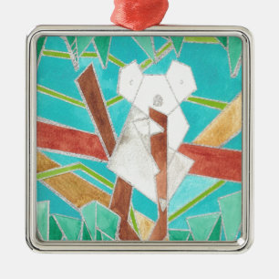 Koala in Boom Originele Abstracte Kunst Metalen Ornament