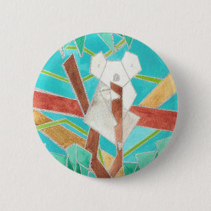 Koala in Boom Originele Abstracte Kunst Ronde Button 5,7 Cm