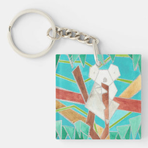 Koala in Boom Originele Abstracte Kunst Sleutelhanger