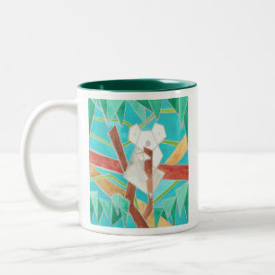 Koala in boom Originele Abstracte Kunst Tweekleurige Koffiemok