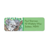 Koala in de Eucalyptusboom Etiket (Voorkant)