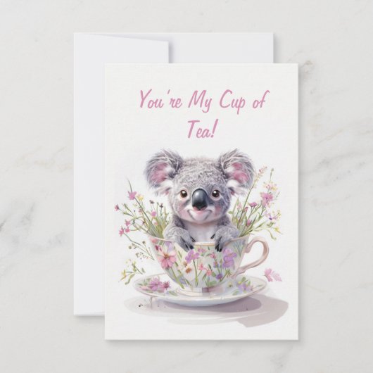 Koala in Floral Teacup Bedankkaart (Voorkant)