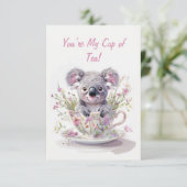 Koala in Floral Teacup Bedankkaart (Staand voorkant)