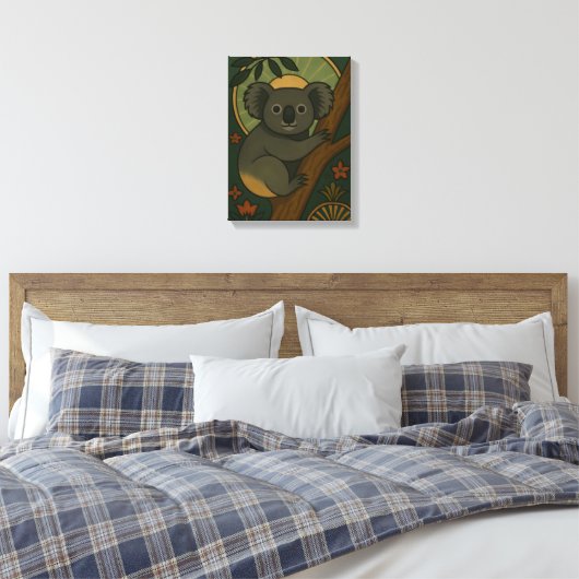 Koala in het botanische mandala canvas afdruk (Insitu (Slaapkamer))