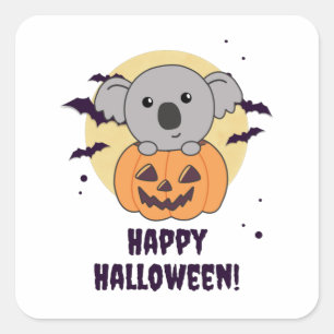 Koala in Pumpkin Sweet Koalas Happy Halloween Vierkante Sticker