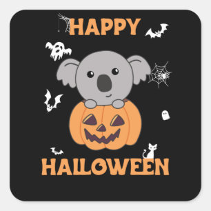 Koala in Pumpkin Sweet Koalas Happy Halloween Vierkante Sticker