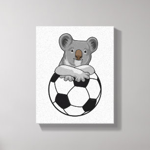Koala in Soccer Sports Canvas Afdruk