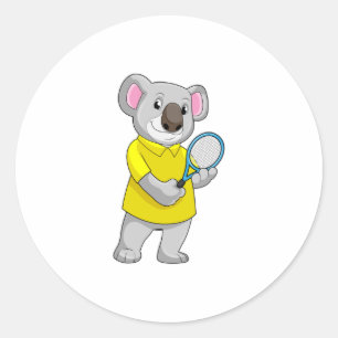 Koala in Tennis met Tennis racket Ronde Sticker