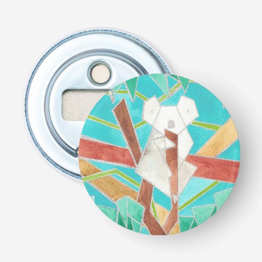 Koala in Tree Original Abstract Art Button Flesopener (Voorkant)