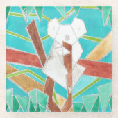 Koala in Tree Original Abstract Art Glazen Onderzetter (Voorkant)