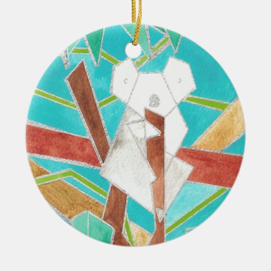 Koala in Tree Original Abstract Art Keramisch Ornament (Voorkant)
