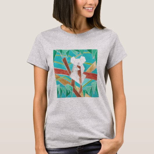 Koala in Tree Original Abstract Art T-shirt (Voorkant)