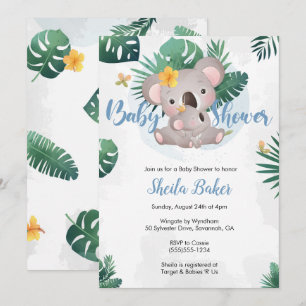 Koala Invitation, Koala Boy Baby shower Invite Kaart