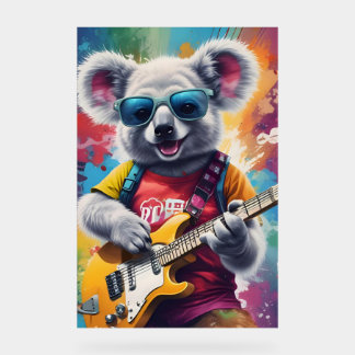 Koala jouant de la guitare, du graffiti