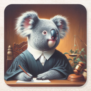Koala Judge Vierkante Kartonnen Onderzetter