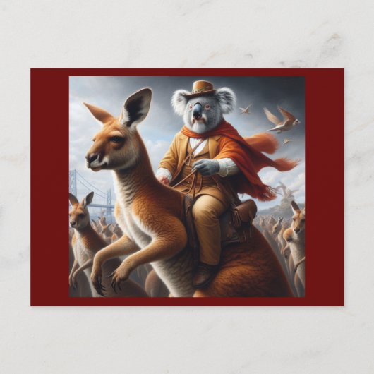 Koala Kangaroo Rider Briefkaart (Voorkant)