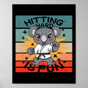 Koala Karate Martial Arts Cartoon Energetische Hum Poster