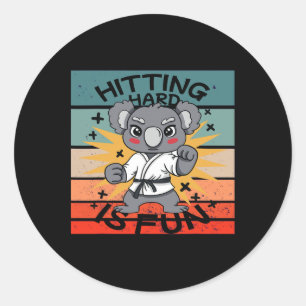 Koala Karate Martial Arts Cartoon Energetische Hum Ronde Sticker