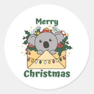Koala Kerstbrief Winterdieren Koalas Ronde Sticker