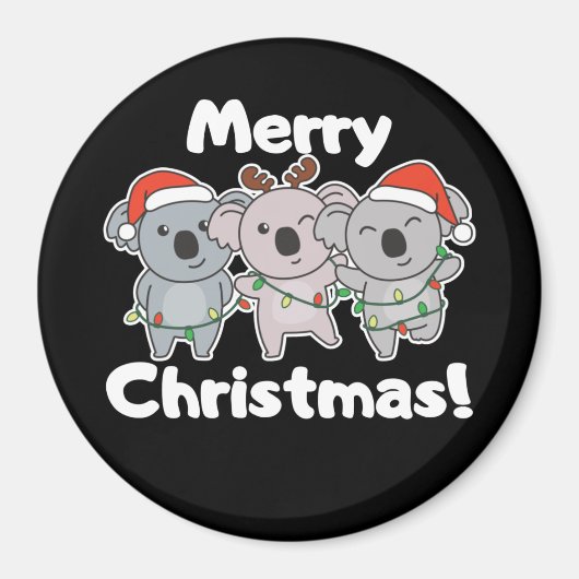 Koala Kerstdieren Koalas Merry KerstMag Magneet (Voorkant)