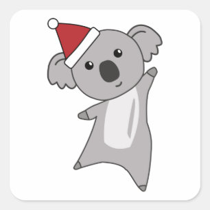Koala Kerstmis Dieren Kinder kerstman Vierkante Sticker