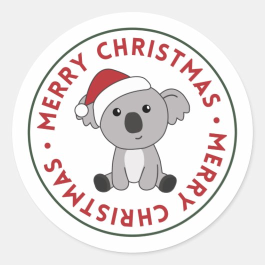 Koala Kerstsneeuwwinterdieren Koalas Classic Ronde Sticker (Voorkant)