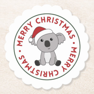Koala Kerstwinter winterdieren Koalas paper C Kartonnen Onderzetters