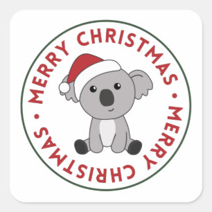 Koala Kerstwinter winterdieren Koalas-plein Vierkante Sticker