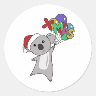 Koala Kerstwinter winterdieren Koalas Ronde Sticker