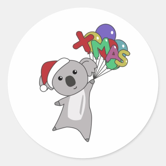 Koala Kerstwinter winterdieren Koalas Ronde Sticker (Voorkant)