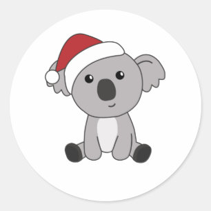 Koala Kerstwinter winterdieren Koalas Ronde Sticker