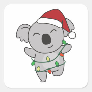 Koala Kerstwinterdieren Koalas Square Stick Vierkante Sticker
