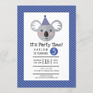 Koala Kids Birthday Party Invitation Kaart
