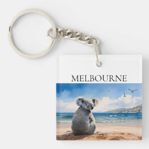 Koala kijkt naar de oceaan in Australië Sleutelhanger