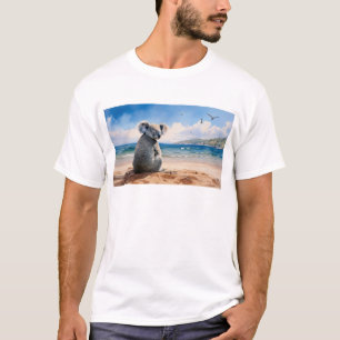 Koala kijkt naar de oceaan t-shirt