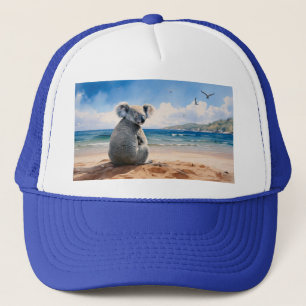 Koala kijkt naar de oceaan trucker pet