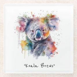 Koala Knuffels in kleur, op maat Glazen Onderzetter